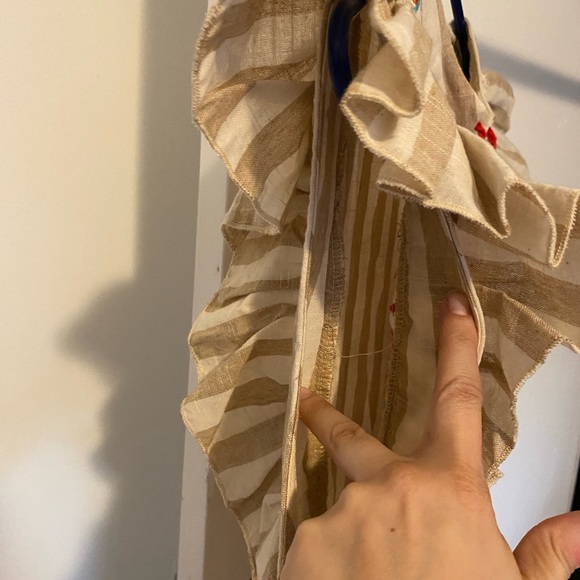 Savanna Jane Striped Beige and Multicolor Embroidered Blouse - Picture 3 of 8